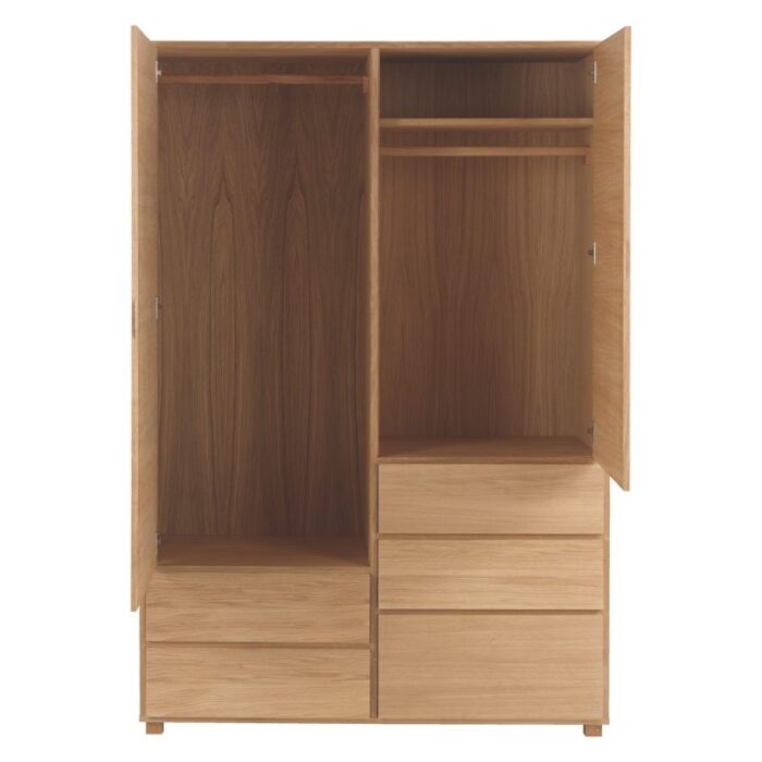 Buy Oiled Teak 2 Door Wardrobe With 5 Storage Drawers Online | TeakLab 3