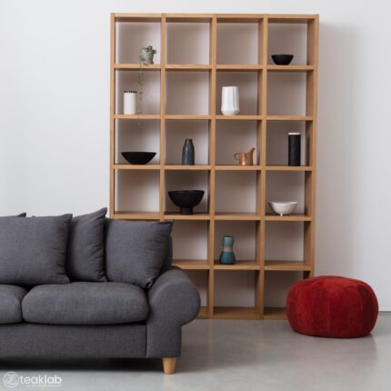 Buy Teak Large Grid Bookcase Online | TeakLab