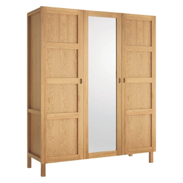 Buy Teak 3 Door Wardrobe With Full Length Mirror Online | TeakLab 6