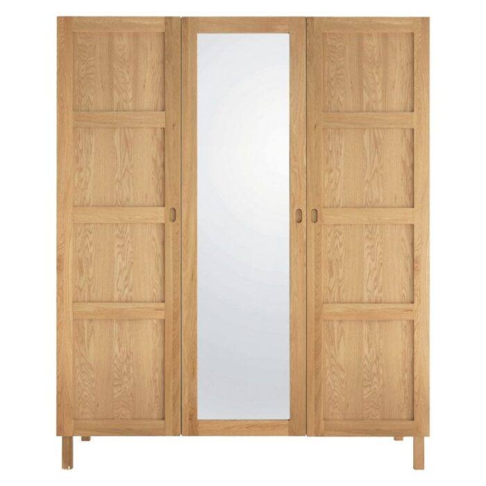 Buy Teak 3 Door Wardrobe With Full Length Mirror Online | TeakLab 4