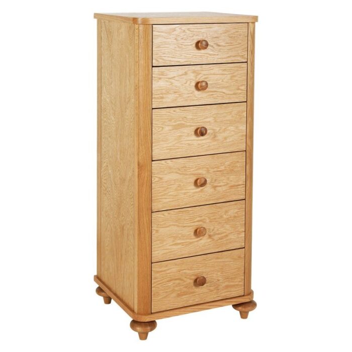 Buy Teak 6 Drawer Tall Chest With Turned Feet Online | TeakLab 6