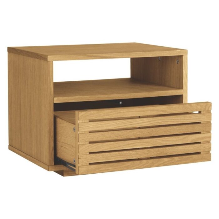 Buy Teak 1 Drawer Bedside Table With Shelf Online | TeakLab 3