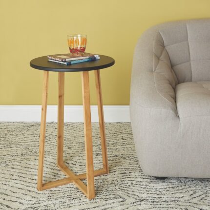 Buy Teak And Blacked Glass Tall Side Table Online | TeakLab