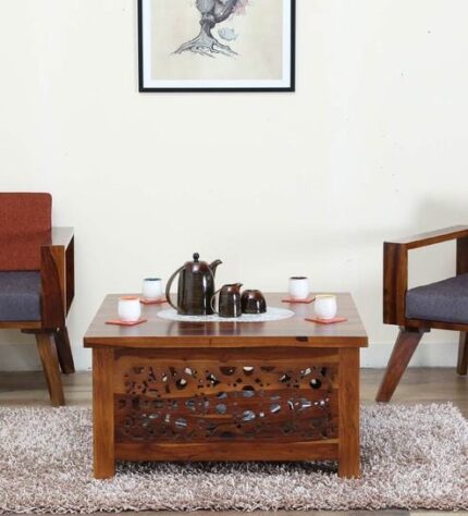 Buy Teaklab Solid Wood Coffee Table in Provincial Teak Finish by Teaklab Online | TeakLab