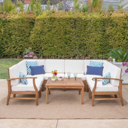 Buy Outdoor Teak Wood 9-piece Sectional Sofa Set Online | TeakLab