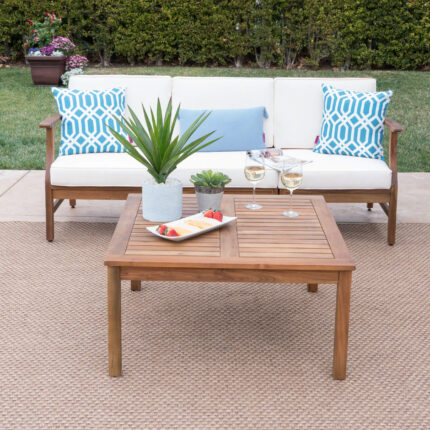 Buy Outdoor Teak Wood 4-piece Sofa and Table Set Online | TeakLab