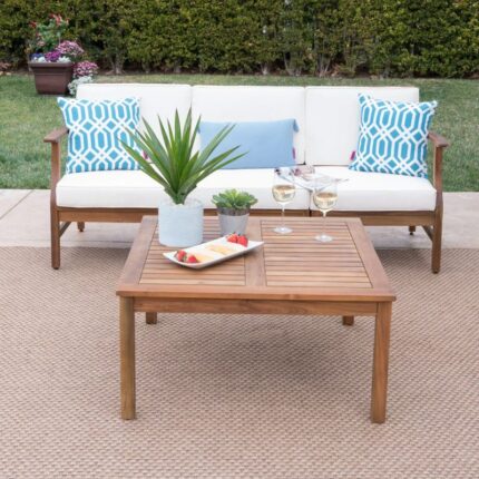 Buy Outdoor Teak Wood 4-piece Sofa and Table Set Online | TeakLab 1