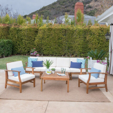 Buy Outdoor Teak Wood 7-piece Chat Set Online | TeakLab