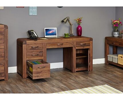 Buy Teak Twin Pedestal Desk Online | TeakLab 1