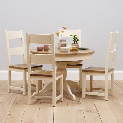 Buy Teak Wood Round Table and 4 Chairs Online | TeakLab