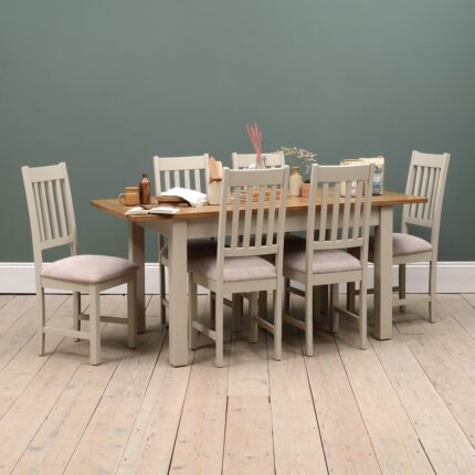 Buy Teak Wood Table and 6 Slat Back Chairs Online | TeakLab