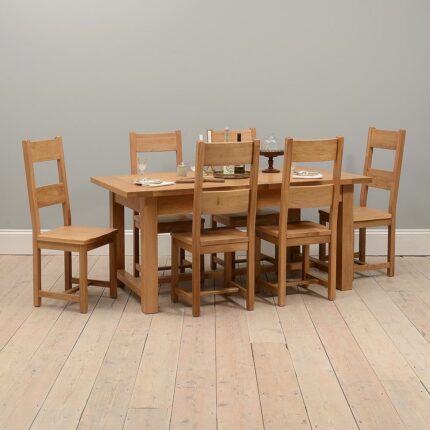 Buy Teak Wood Table and 6 Wooden Seat Chairs Online | TeakLab