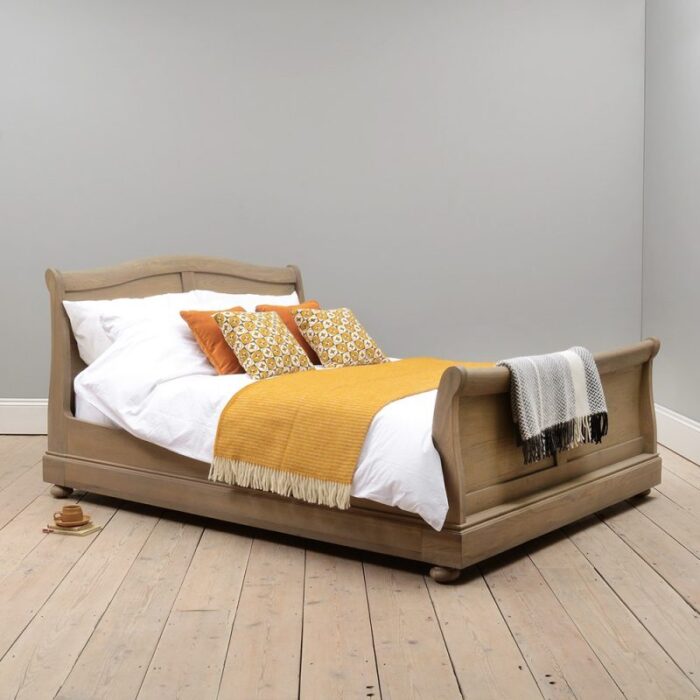Buy Teak Wood Sleigh Bed Online | TeakLab 2