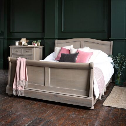 Buy Teak Wood Sleigh Bed Online | TeakLab