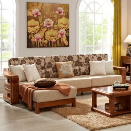 Buy Teak Wood Sectional Sofa Set (2 Seats+ Lounger) Online | TeakLab 1