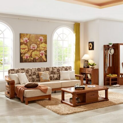 Buy Teak Wood Sectional Sofa Set (2 Seats+ Lounger) Online | TeakLab