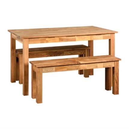 Buy Teak Dining Set with 2 Benches Online | TeakLab 1