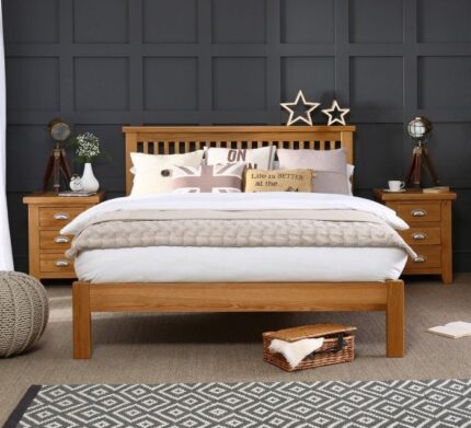 Buy Solid Teak Slatted Double Size Bed Online | TeakLab 1