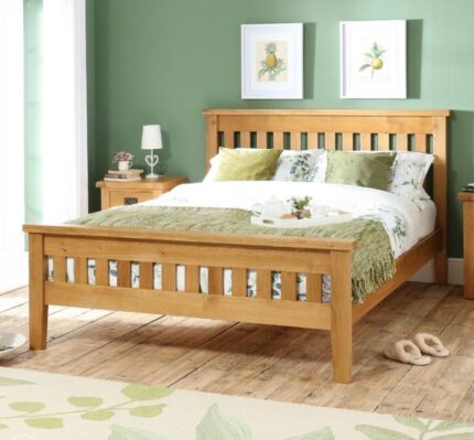 Buy Solid Teak Wood Double Size Slatted Bed Online | TeakLab