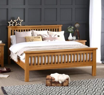 Buy Solid Teak Wood Slatted Double Size Bed Online | TeakLab