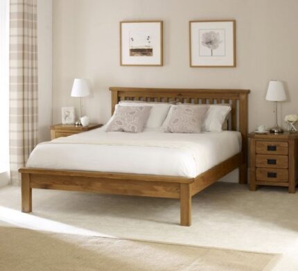 Buy Solid Teak Wood Double Low Footboard Bed Online | TeakLab 1