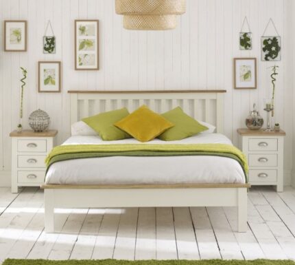 Buy Teaklab Cream Painted Double Bed Online | TeakLab 1