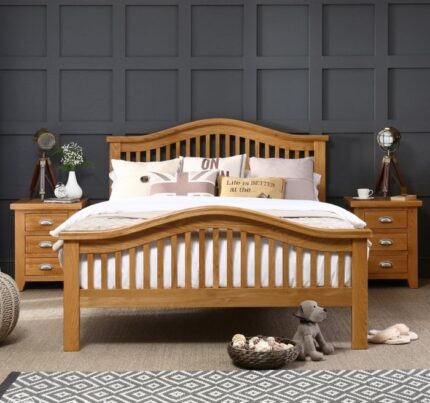 Buy Solid Teak Wood Arch Rail Double Bed Online | TeakLab 1