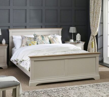 Buy Teaklab Grey Painted Teak Wood Double Bed Online | TeakLab