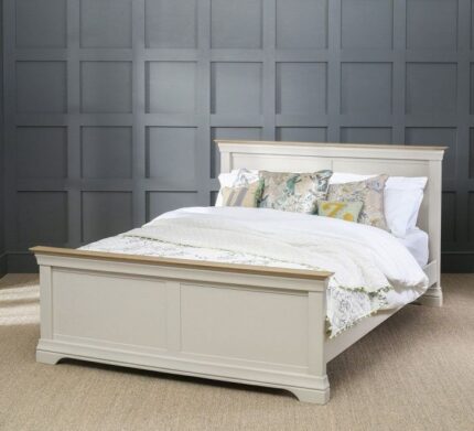 Buy Teaklab Grey Painted Teak Wood Double Bed Online | TeakLab 1