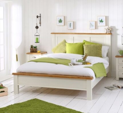 Buy Teaklab Cream Painted Chunky Double Bed Online | TeakLab