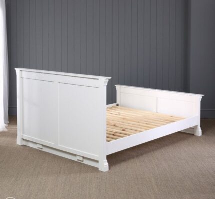 Buy Teaklab White Painted Double Bed Online | TeakLab 1