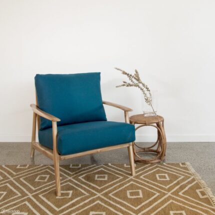 Buy Teak Wood Blue Arm Chair Online | TeakLab 1