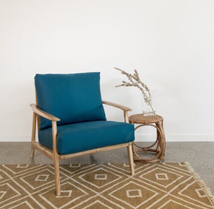 Buy Teak Wood Blue Arm Chair Online | TeakLab