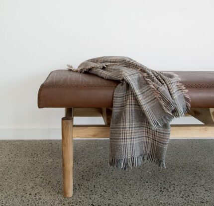 Buy Teak Wood Bench With Leather Top Online | TeakLab 1