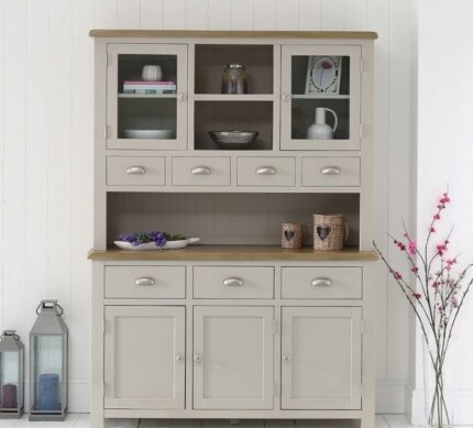 Buy Wooden Grey Painted Glazed Crockery Unit Online | TeakLab 1