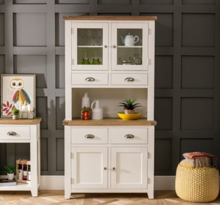 Buy TeakLab Cream Painted Glazed Crockery Unit Online | TeakLab 1