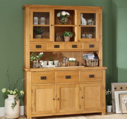 Buy TeakLab Rustic Teak Large Glazed Crockery Unit Online | TeakLab