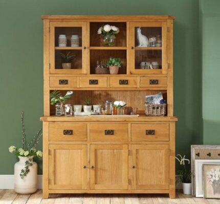 Buy TeakLab Rustic Teak Large Glazed Crockery Unit Online | TeakLab 1