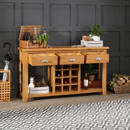 Buy Teak Wood Buffet Sideboard with Wine Rack Online | TeakLab 1