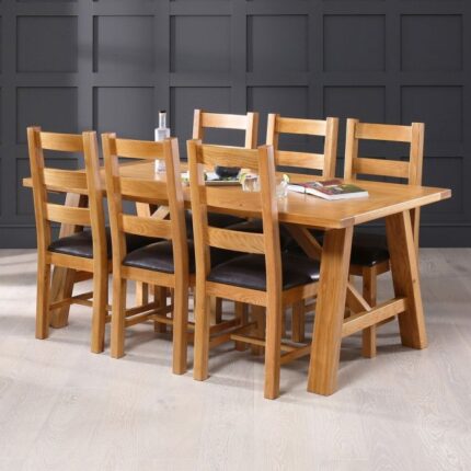 Buy Solid Teak Wood Dining Table + 6 Ladder Back Chairs Online | TeakLab 1