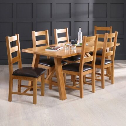 Buy Solid Teak Wood Dining Table + 6 Ladder Back Chairs Online | TeakLab