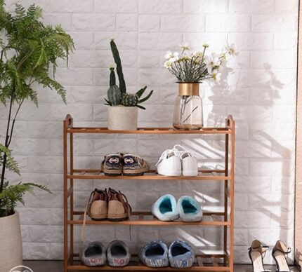 Buy 4 Shelf Teak Wood Shoe Rack Online | TeakLab 1