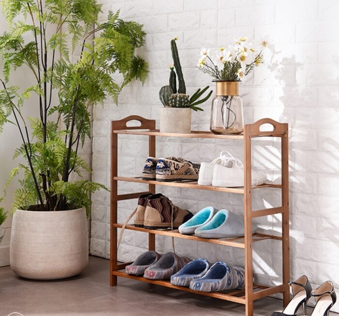 Buy 4 Shelf Teak Wood Shoe Rack Online | TeakLab