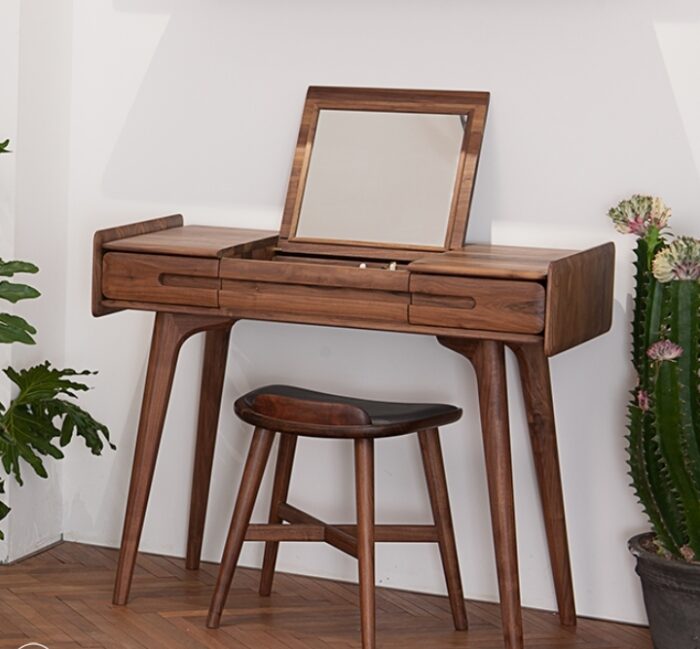 Buy Designer Teak Wood Mountain Dressing Table Stool Online | TeakLab 1