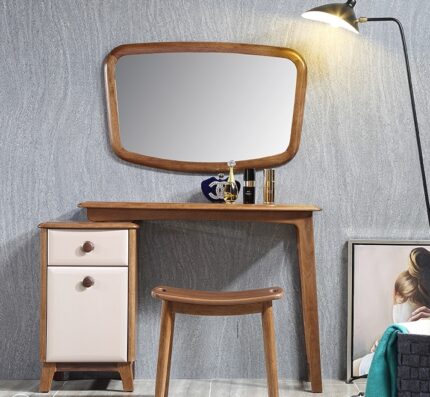 Buy Wooden Dressing Table With Mirror & Stool Online | TeakLab 1