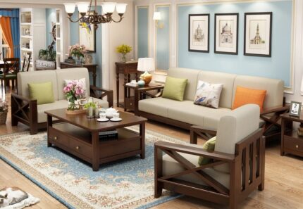 Buy Indian Series Wooden Sofa Set Online | TeakLab 1