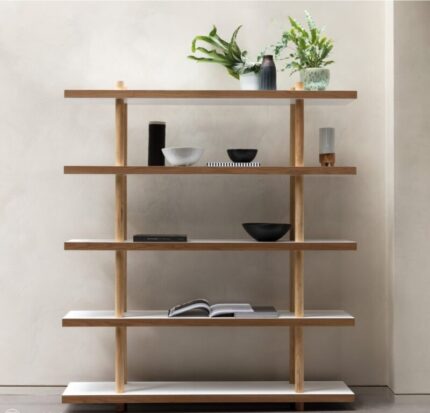 Buy Teak Wide Bookcase Online | TeakLab 1