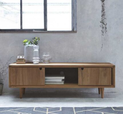 Buy Scandinavian Raw Natural Teak TV Stand Online | TeakLab