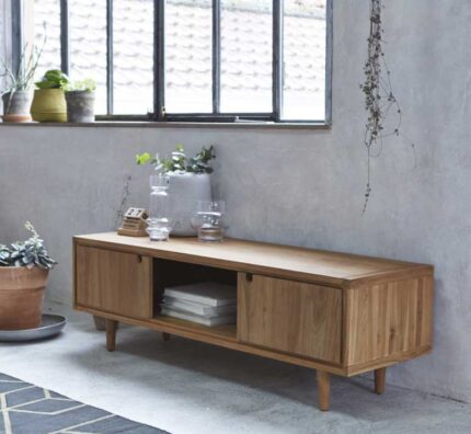 Buy Scandinavian Raw Natural Teak TV Stand Online | TeakLab 1