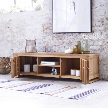 Buy Small 55″ Tv Stand with 2 Cupboards Online | TeakLab 1